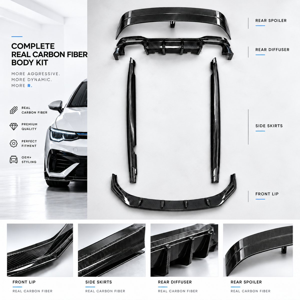Kit de carrocería de fibra de carbono | VW Golf 8 R