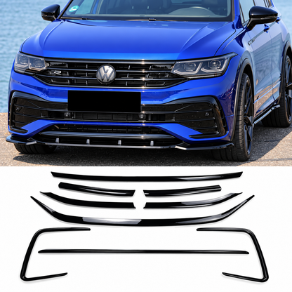 Moldura de parrilla de parachoques delantero en negro brillante | VW Tiguan MK2 R-Line 2021–2023