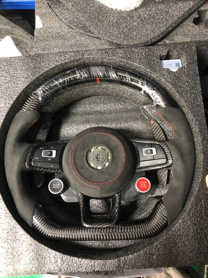 Carbon Steering Wheel VW (2021-2025) | Red Stitch | Alcantara Grip | SOLD