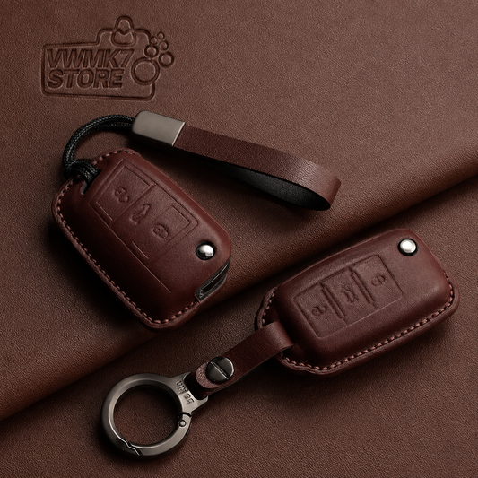 Premium Leather Car Key Case for VW Golf 7, Golf 7.5, Tiguan & Passat