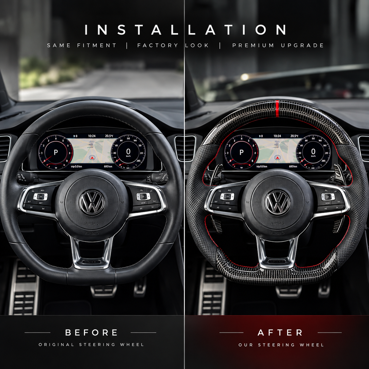 Carbon Steering Wheel | VW Golf 7 GTI R, Polo, Scirocco, Tiguan (2013+)