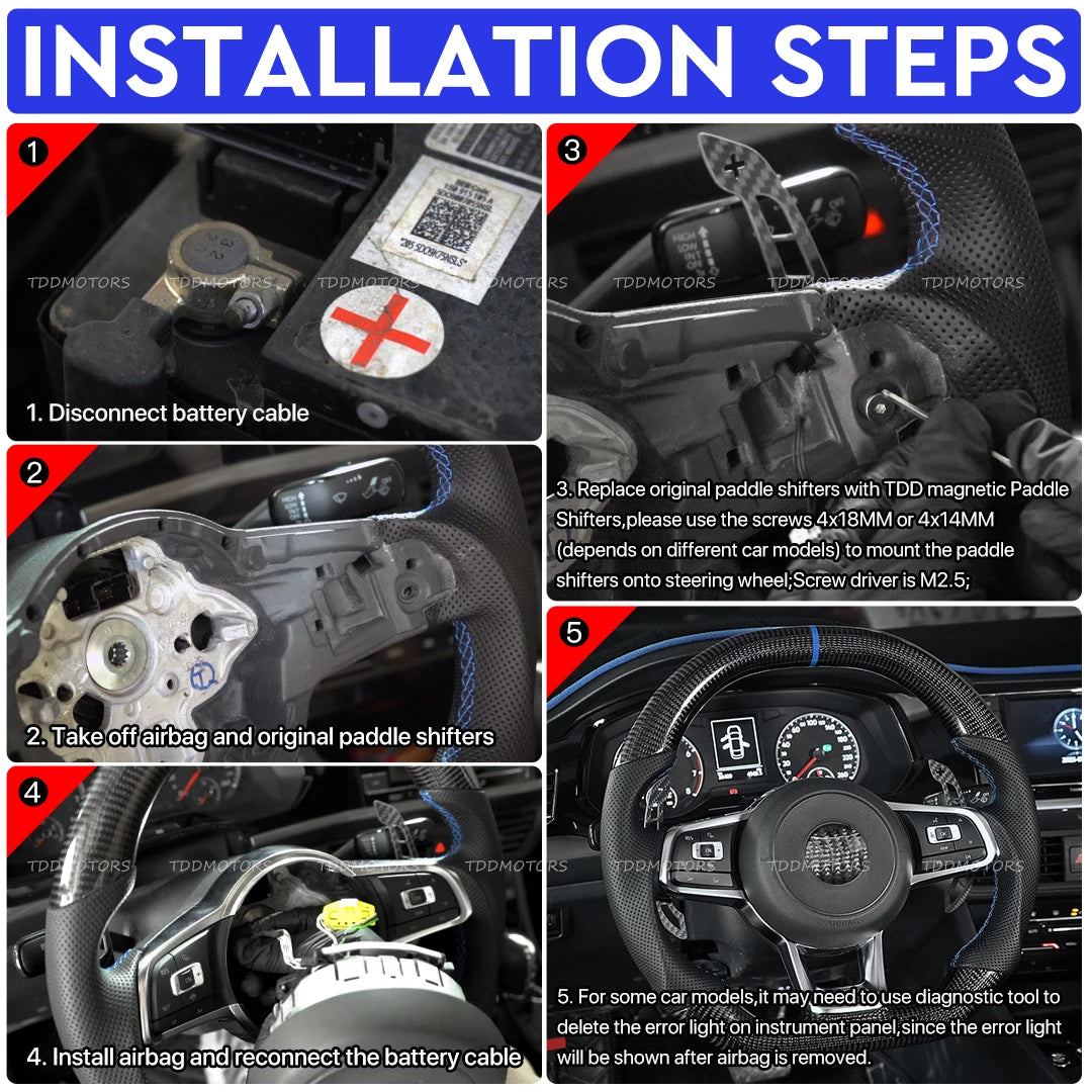 Magnetic Carbon Fiber Paddle Shifters For VW GTI | R | R-Line (2013–2020)