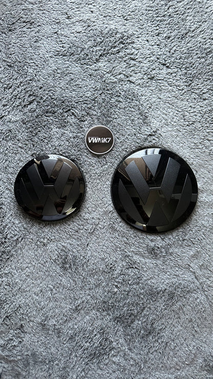 Black Front & Rear Emblem Set VW | Golf,Polo,T-roc,Tiguan