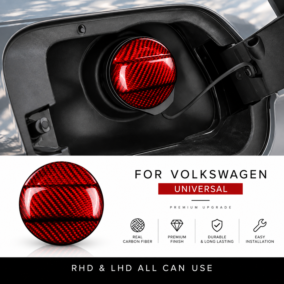 Carbon Fiber Fuel Tank Cap Trim | VW Golf 7, Golf 8, Beetle, Scirocco