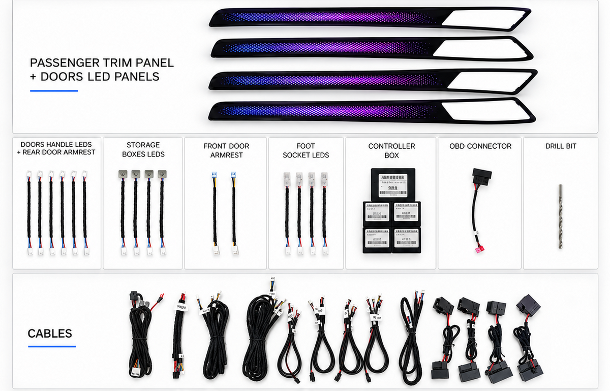 21-Piece Ambient Lighting Kit | Golf 7 / 7.5 2014–2021, 64-Color Interior Lighting