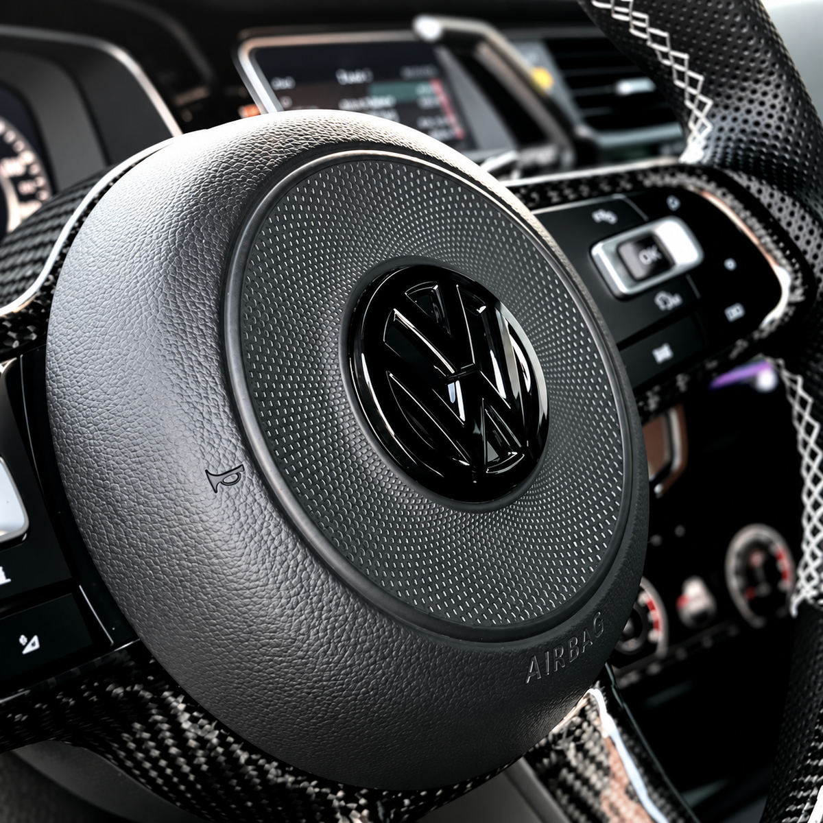 Cubierta de airbag logo negro | Golf, Polo, Passat, Tiguan GTI-R-RLINE (2013+)