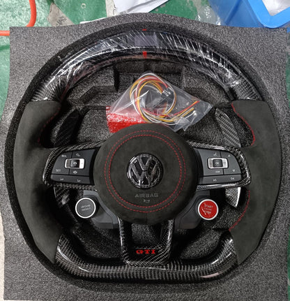 Carbon Steering Wheel VW (2021-2025) | Red Stitch | Alcantara Grip | SOLD