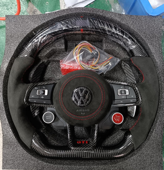 Carbon Steering Wheel VW (2021-2025) | Red Stitch | Alcantara Grip | SOLD