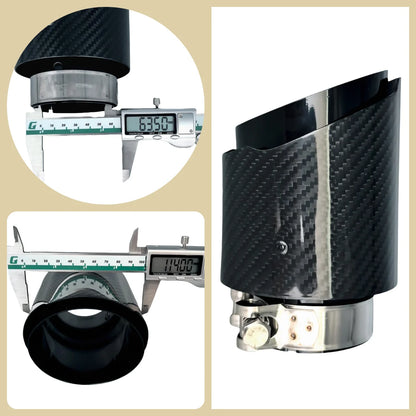 Universal Carbon Fiber Exhaust Tip | Gloss Black Stainless Steel