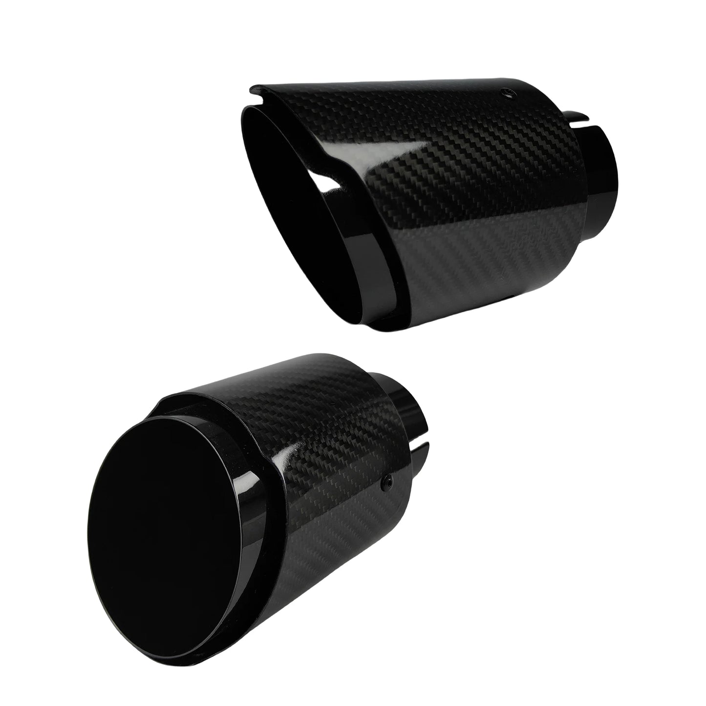 Universal Carbon Fiber Exhaust Tip | Gloss Black Stainless Steel