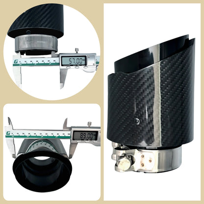 Universal Carbon Fiber Exhaust Tip | Gloss Black Stainless Steel