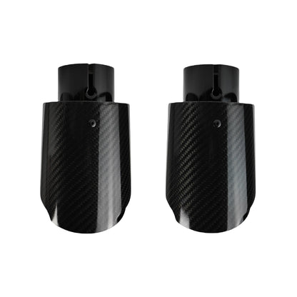 Universal Carbon Fiber Exhaust Tip | Gloss Black Stainless Steel
