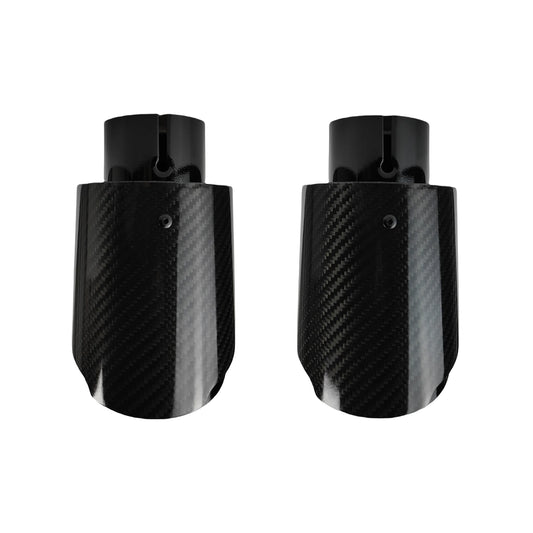 Universal Carbon Fiber Exhaust Tip | Gloss Black Stainless Steel