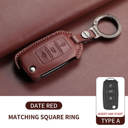 Premium Leather Car Key Case for VW Golf 7, Golf 7.5, Tiguan & Passat