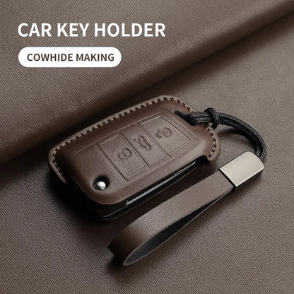 Premium Leather Car Key Case for VW Golf 7, Golf 7.5, Tiguan & Passat