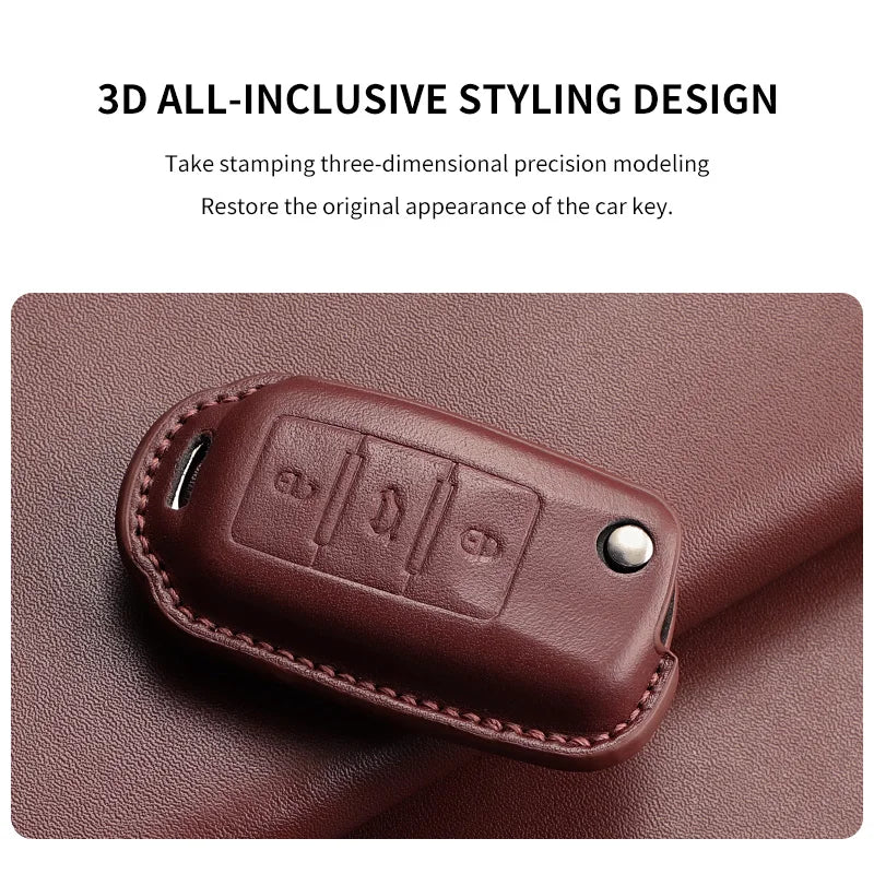 Premium Leather Car Key Case for VW Golf 7, Golf 7.5, Tiguan & Passat