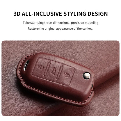 Premium Leather Car Key Case for VW Golf 7, Golf 7.5, Tiguan & Passat