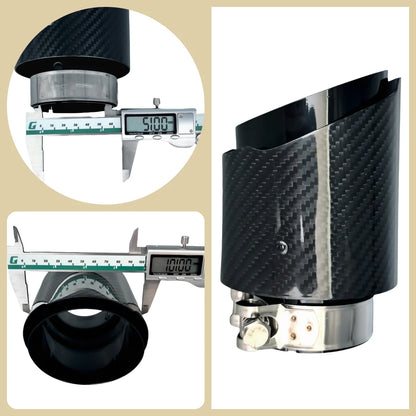 Universal Carbon Fiber Exhaust Tip | Gloss Black Stainless Steel
