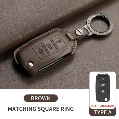 Premium Leather Car Key Case for VW Golf 7, Golf 7.5, Tiguan & Passat