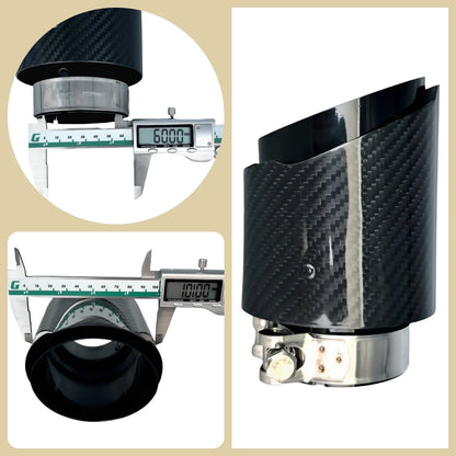 Universal Carbon Fiber Exhaust Tip | Gloss Black Stainless Steel