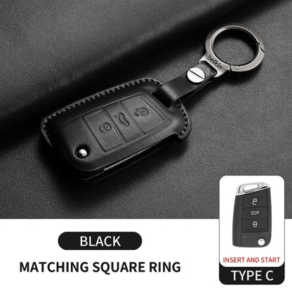 Premium Leather Car Key Case for VW Golf 7, Golf 7.5, Tiguan & Passat