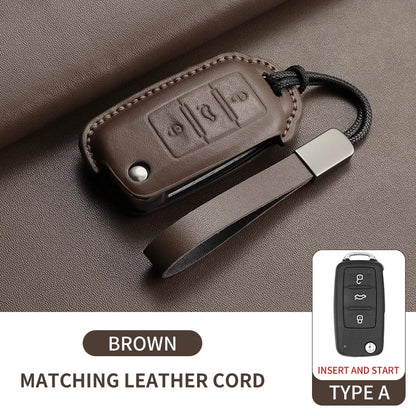 Premium Leather Car Key Case for VW Golf 7, Golf 7.5, Tiguan & Passat