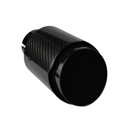 Universal Carbon Fiber Exhaust Tip | Gloss Black Stainless Steel