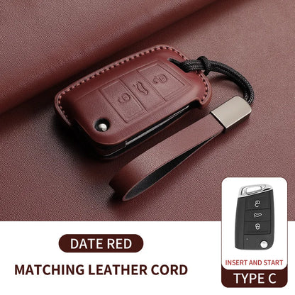 Premium Leather Car Key Case for VW Golf 7, Golf 7.5, Tiguan & Passat