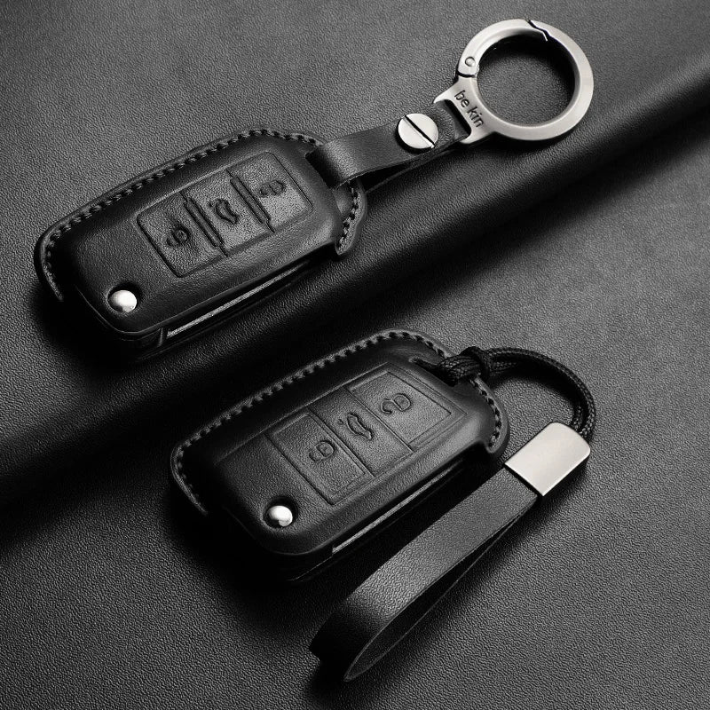 Premium Leather Car Key Case for VW Golf 7, Golf 7.5, Tiguan & Passat