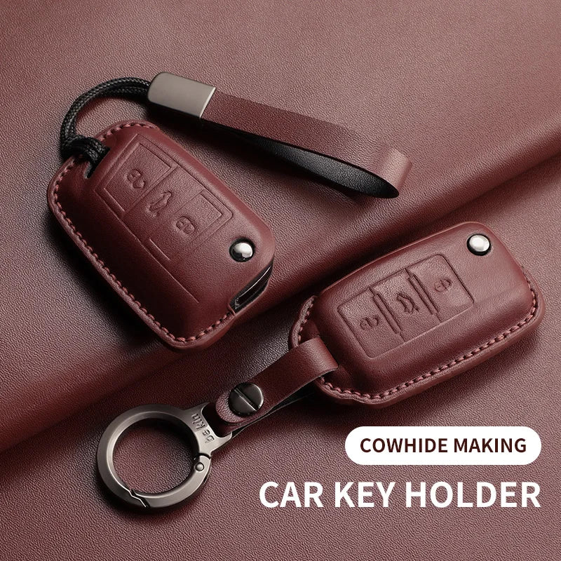 Premium Leather Car Key Case for VW Golf 7, Golf 7.5, Tiguan & Passat
