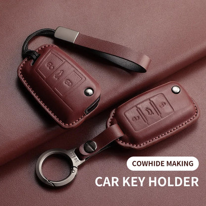 Premium Leather Car Key Case for VW Golf 7, Golf 7.5, Tiguan & Passat