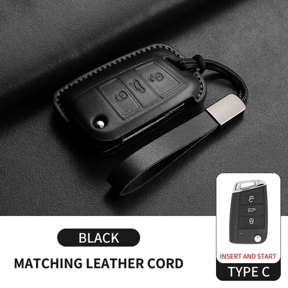 Premium Leather Car Key Case for VW Golf 7, Golf 7.5, Tiguan & Passat
