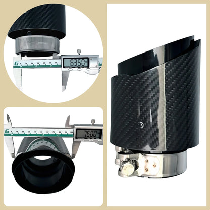 Universal Carbon Fiber Exhaust Tip | Gloss Black Stainless Steel