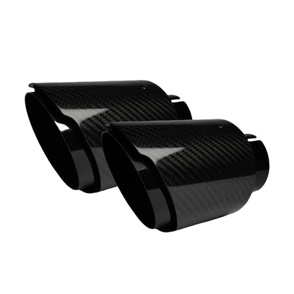 Universal Carbon Fiber Exhaust Tip | Gloss Black Stainless Steel