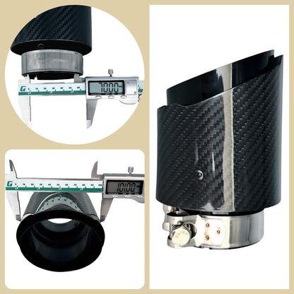 Universal Carbon Fiber Exhaust Tip | Gloss Black Stainless Steel