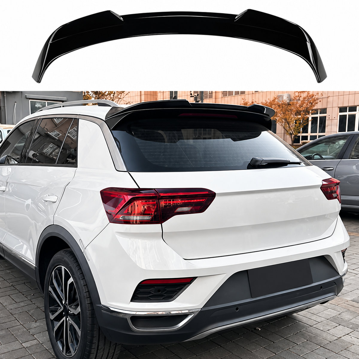 Alerón de techo trasero | VW T-Roc 2017–2024 – Negro brillante / Fibra de carbono